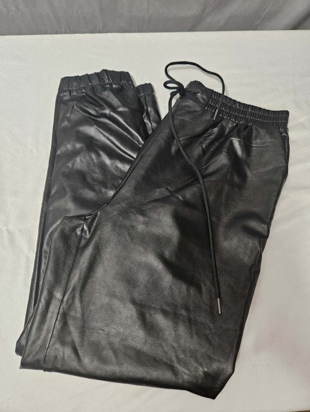 21 Saints Polyurethane Black Faux Leather Tapered Leg Grunge Rock Metal Sz Large